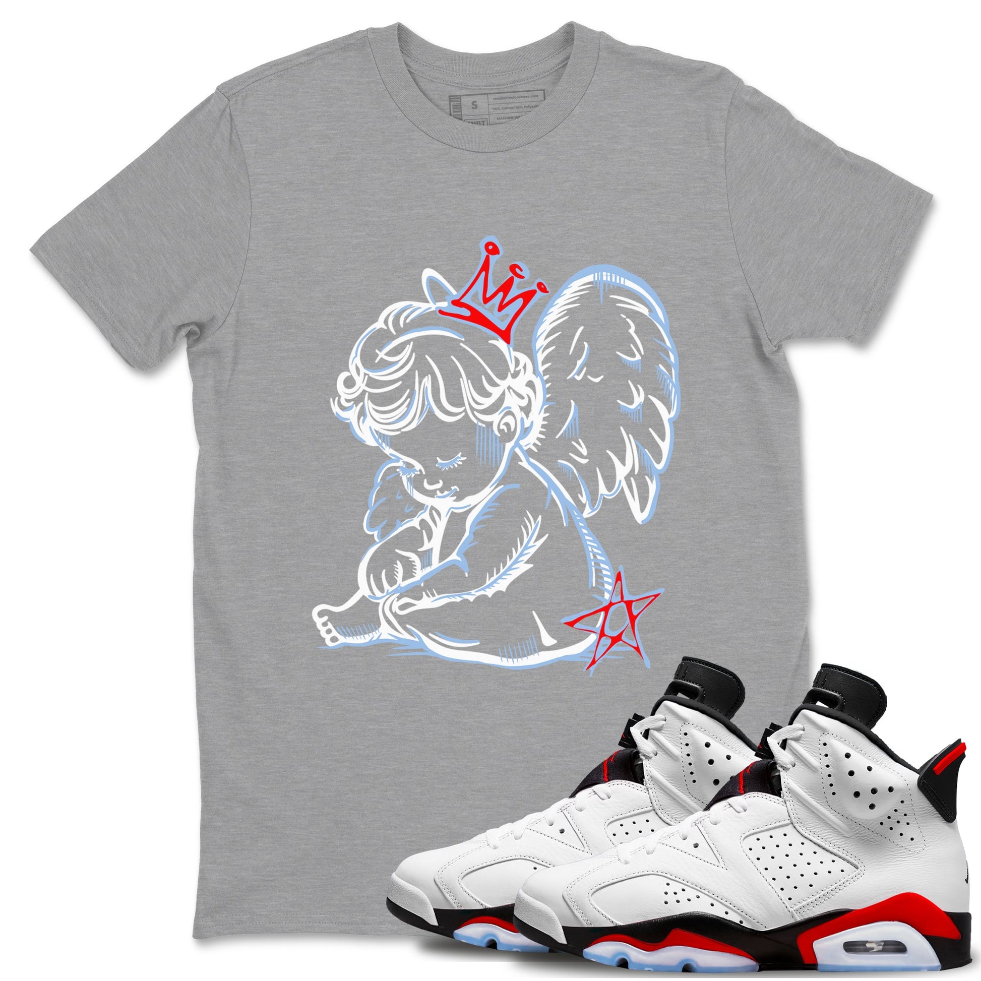 AJ6 Fire Red shirts to match jordans Neon Angel best t shirts to wear with jordans Air Jordan 6 Fire Red match shoes to clothes SNRT Sneaker Tees unisex cotton Heather Grey 1 shirts