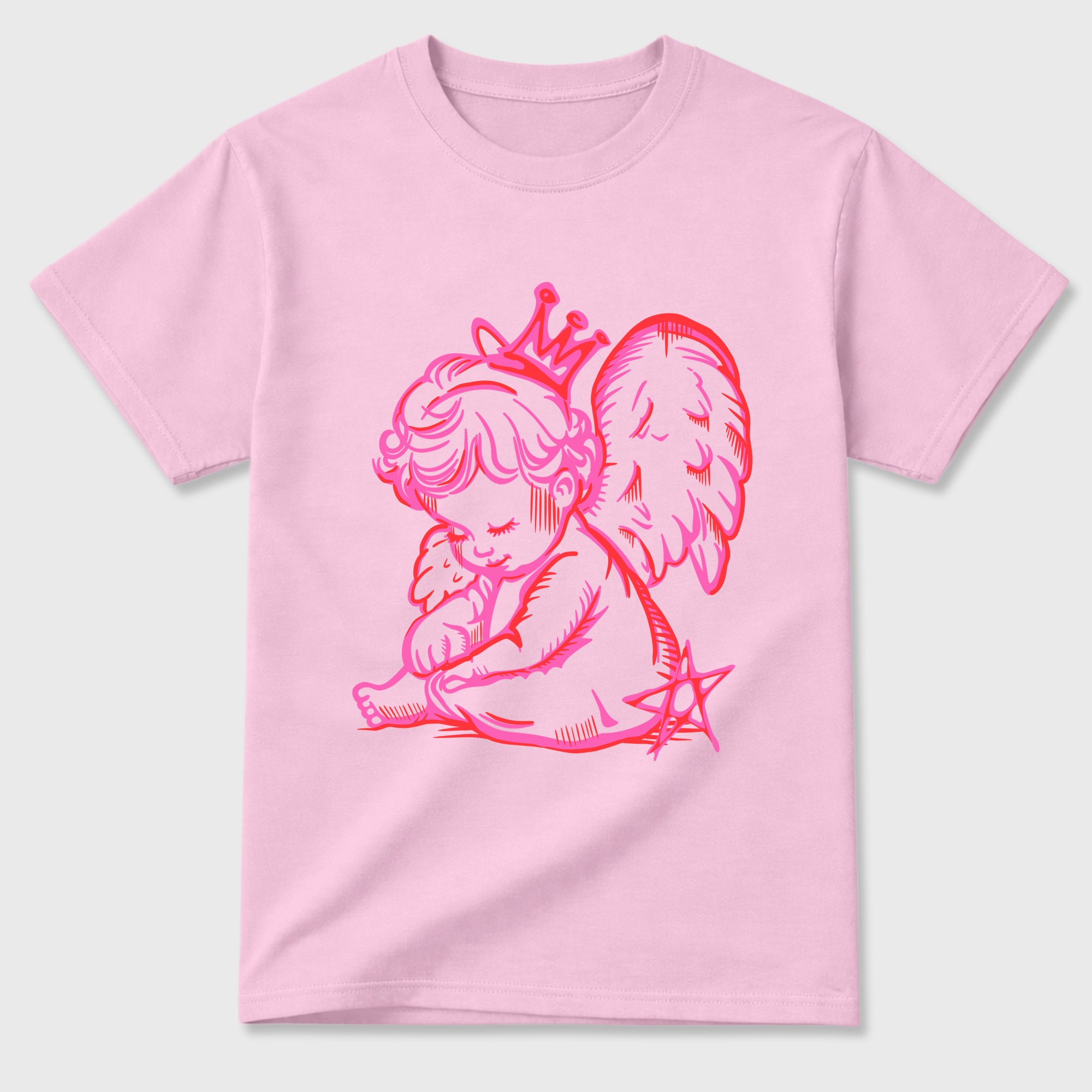 Neon Angel Graphic T-Shirt featuring original streetwear artwork designed to match the Air Jordan 6 Playful Pink. Pink 2 Graphic T-Shirt.