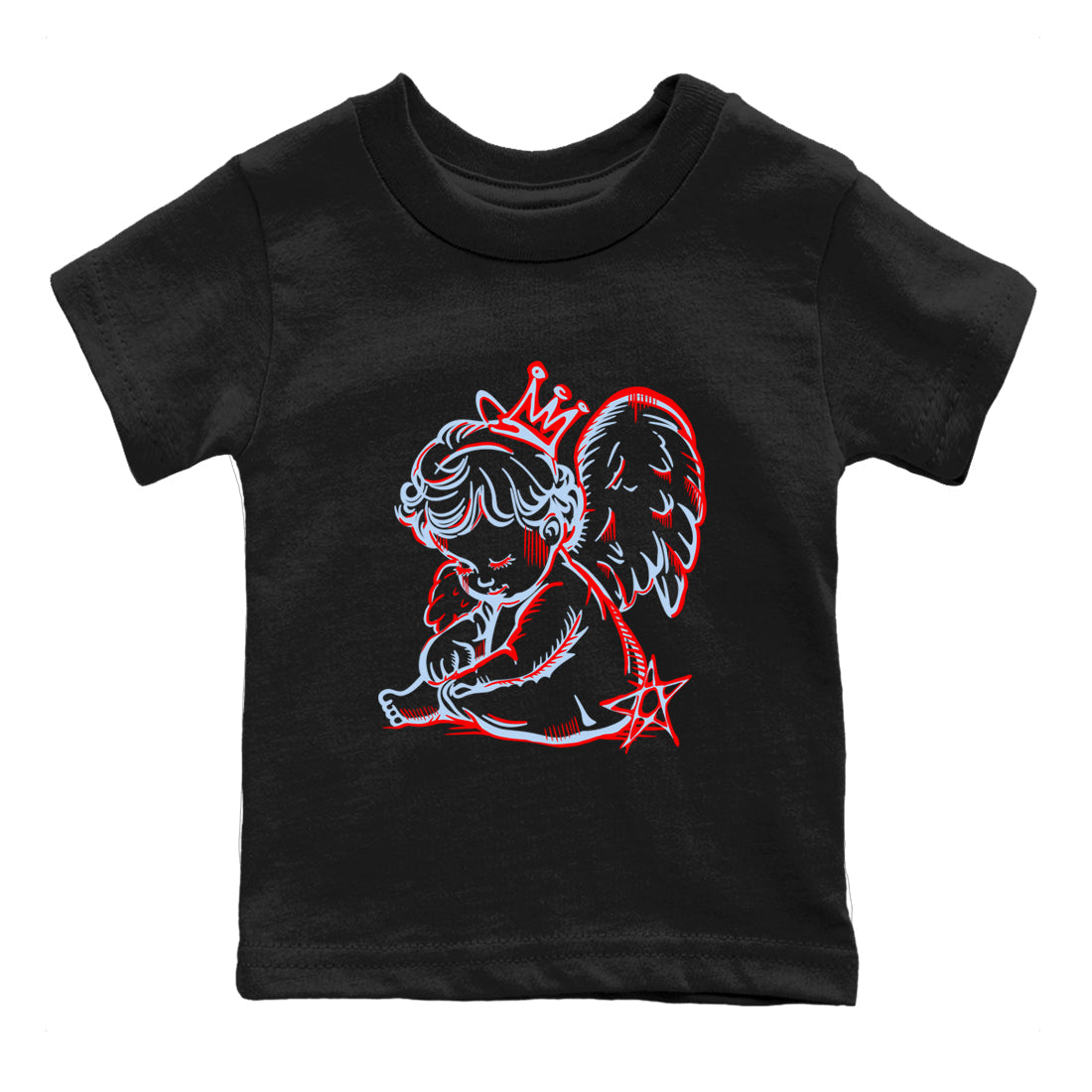 Sneaker match tees – Sneaker Tees To Match Air Jordan 6 Reverse Infrared Shoes – Neon Angel Kids T-Shirt Black 2