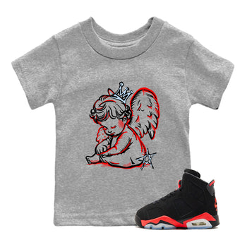 Sneaker match tees – Sneaker Tees To Match Air Jordan 6 Reverse Infrared Shoes – Neon Angel Kids T-Shirt Heather Grey 1