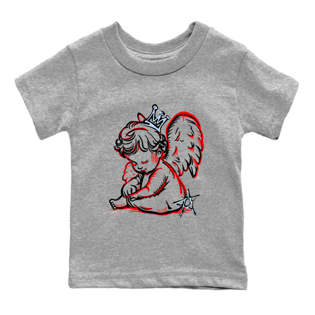 Sneaker match tees – Sneaker Tees To Match Air Jordan 6 Reverse Infrared Shoes – Neon Angel Kids T-Shirt Heather Grey 2