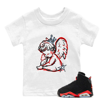 Sneaker match tees – Sneaker Tees To Match Air Jordan 6 Reverse Infrared Shoes – Neon Angel Kids T-Shirt White 1
