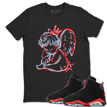 Sneaker match tees – Sneaker Tees To Match Air Jordan 6 Reverse Infrared Shoes – Neon Angel Tee Black 1
