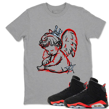 Sneaker match tees – Sneaker Tees To Match Air Jordan 6 Reverse Infrared Shoes – Neon Angel Tee Heather Grey 1