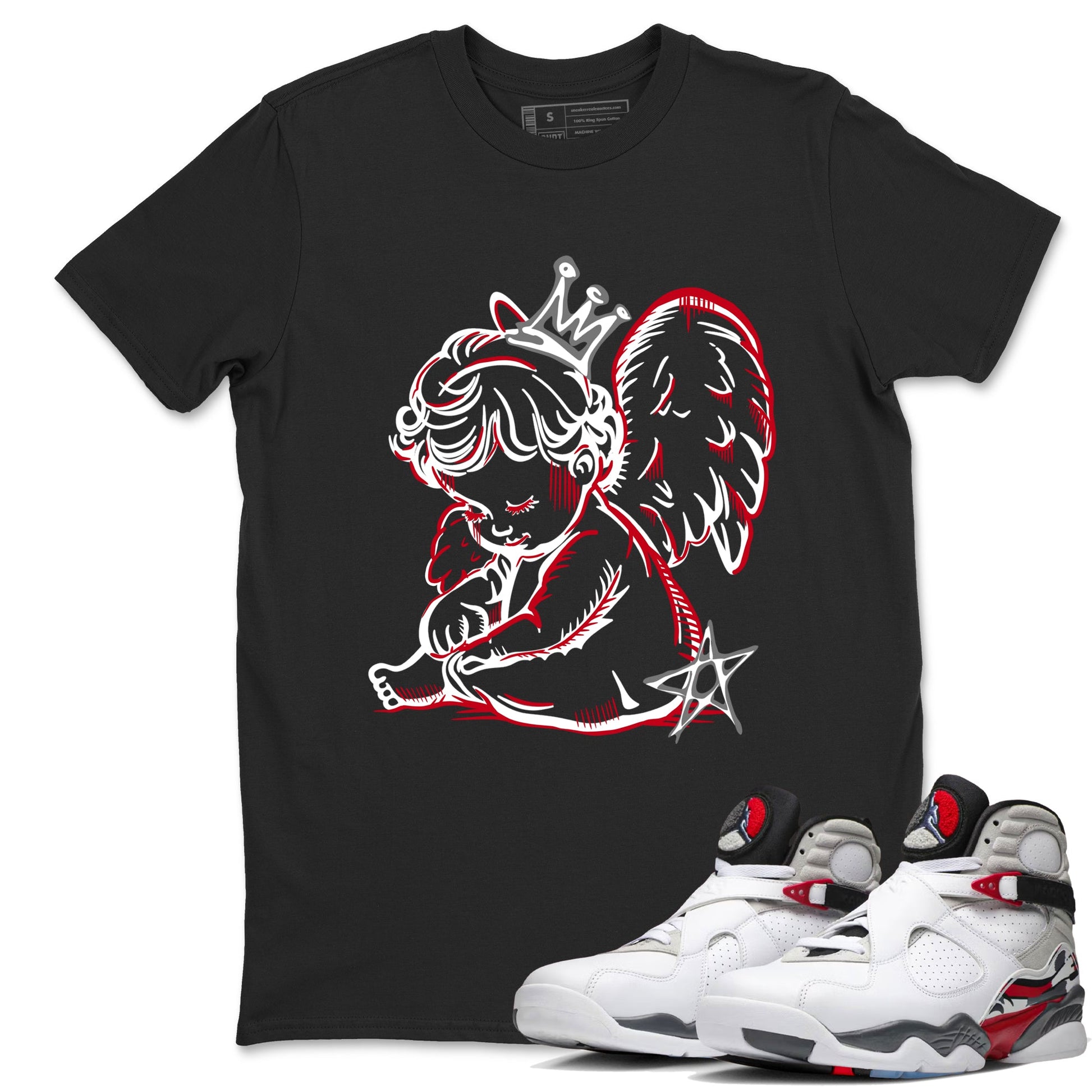 Sneaker match tees – Sneaker Tees To Match Air Jordan 8 Bunny Shoes Air Jordan 8 Bunny White and True Red – Neon Angel Tee Black 1
