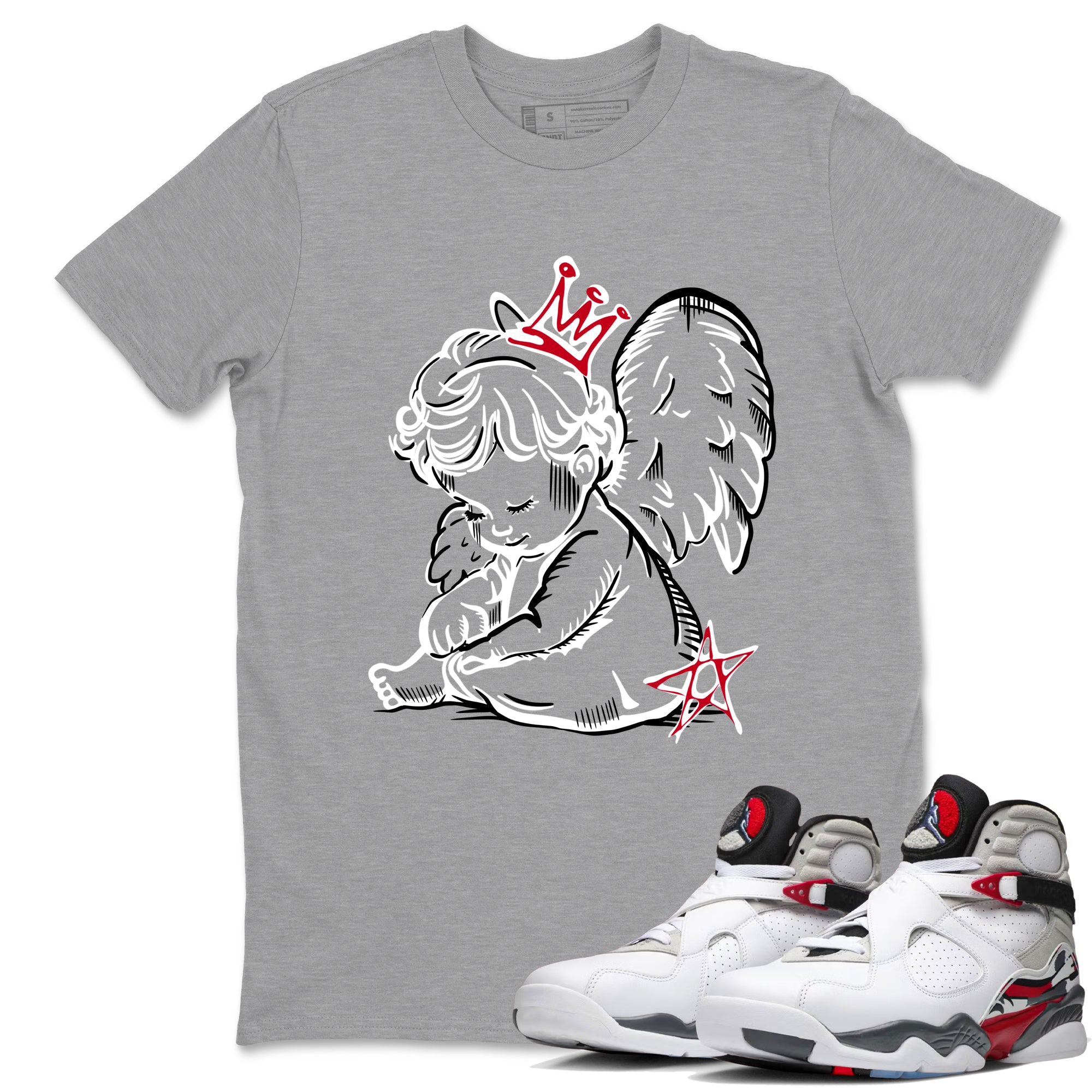 Sneaker match tees – Sneaker Tees To Match Air Jordan 8 Bunny Shoes Air Jordan 8 Bunny White and True Red – Neon Angel Tee Heather Grey 1