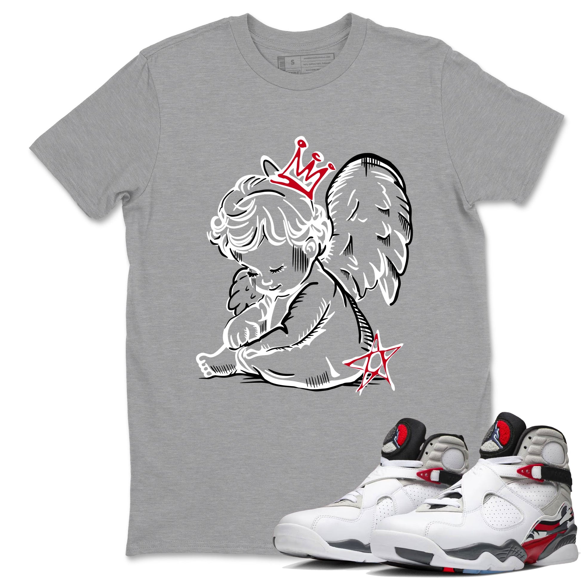 Sneaker match tees – Sneaker Tees To Match Air Jordan 8 Bunny Shoes Air Jordan 8 Bunny White and True Red – Neon Angel Tee Heather Grey 1