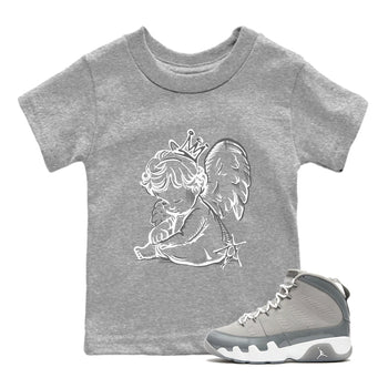9s Cool Grey shirts to match jordans Neon Angel sneaker match tees Air Jordan 9 Retro Cool Grey match shoes to clothes SNRT Sneaker Tees Youth Baby Heather Grey 1 tee