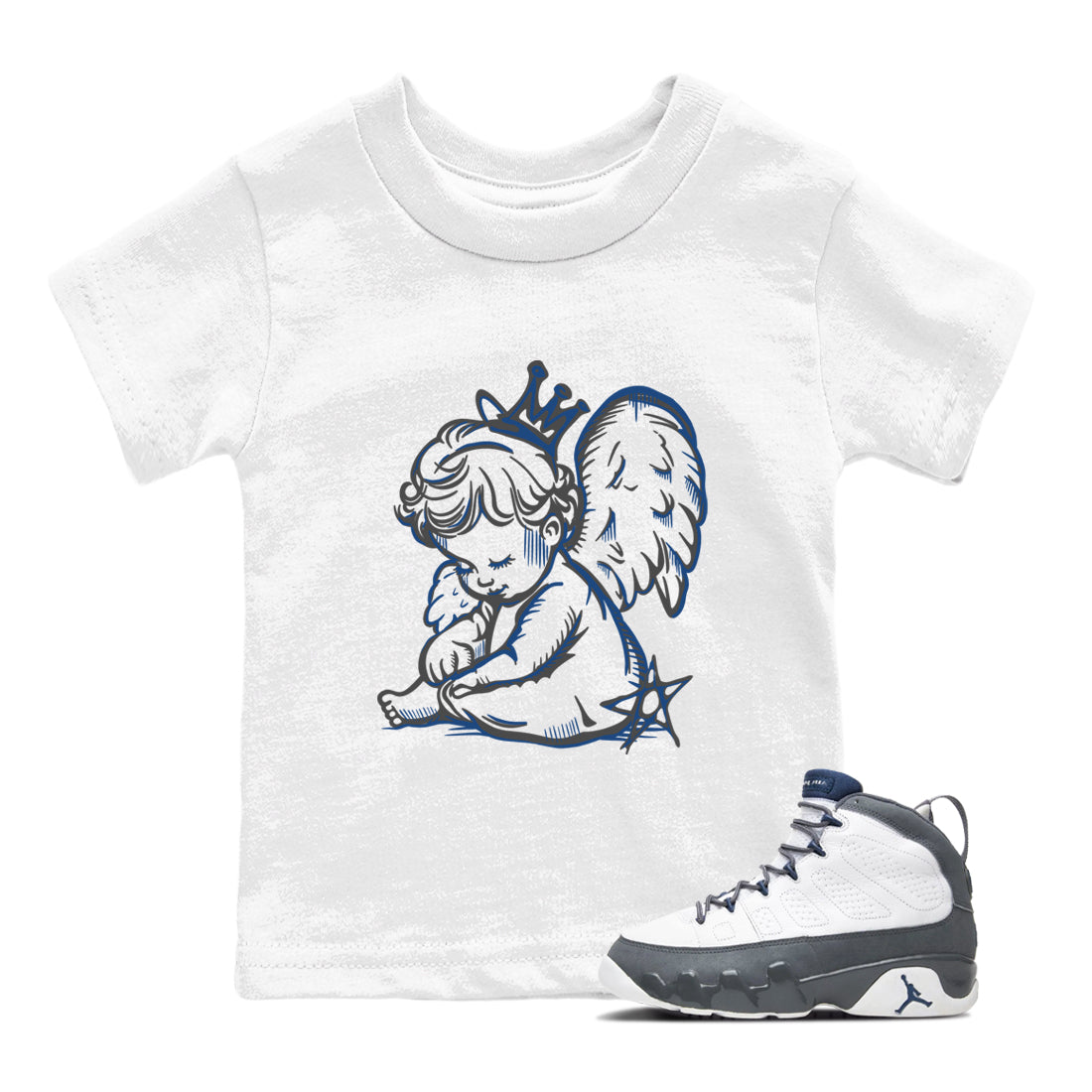 Sneaker match tees – Sneaker Tees To Match Air Jordan 9 Flint Grey Shoes – Neon Angel Kids T-Shirt White 1