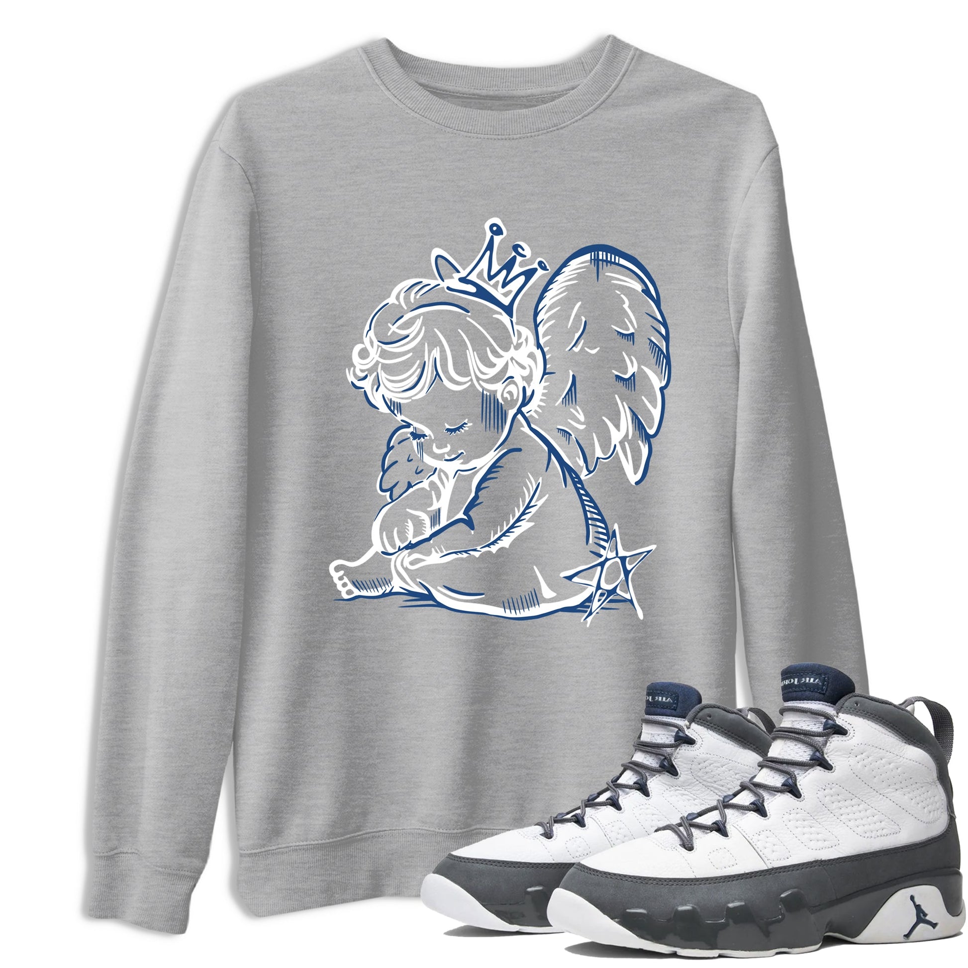 Sneaker match tees – Sneaker Tees To Match Air Jordan 9 Flint Grey Shoes – Neon Angel Tee Heather Grey 1