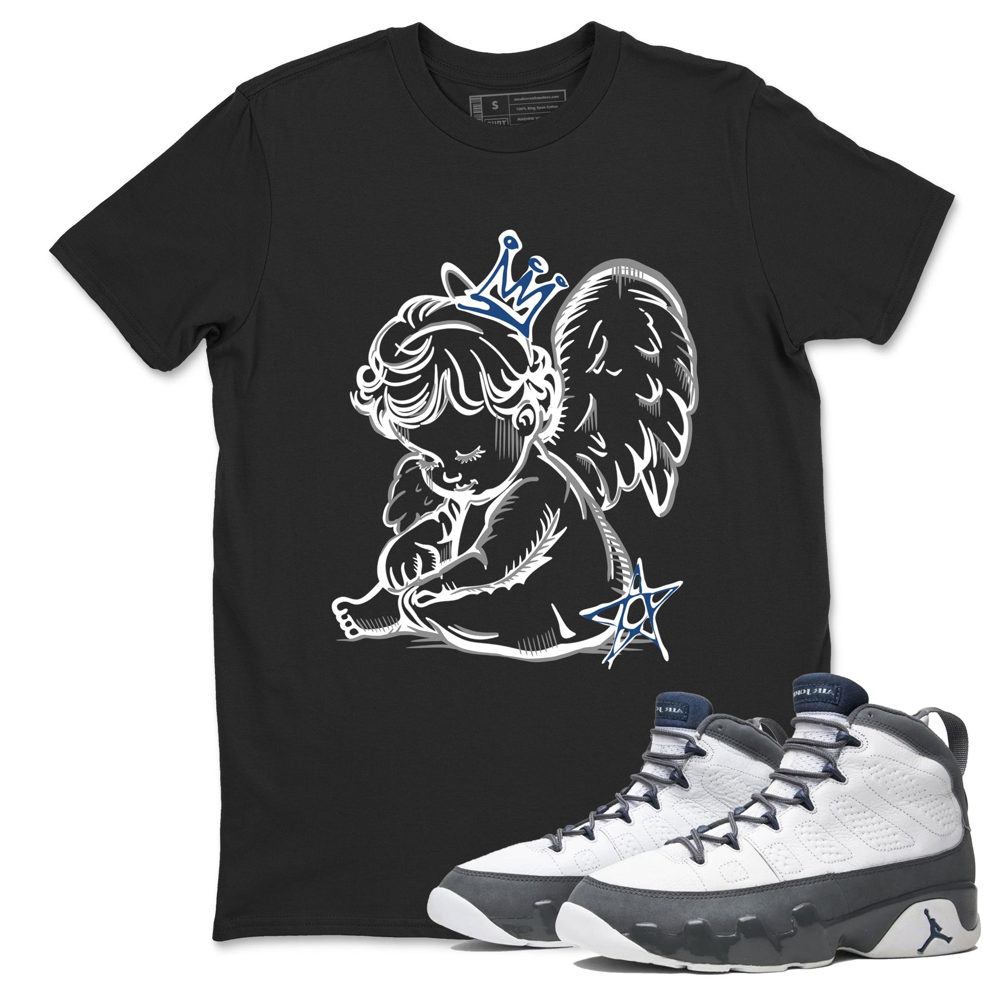 Sneaker match tees – Sneaker Tees To Match Air Jordan 9 Flint Grey Shoes – Neon Angel Tee Black 1