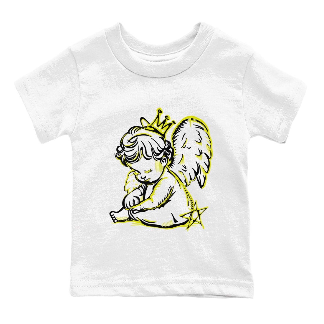 Neon Angel baby and kids t-shirt crafted for little sneakerheads to shine with the Air Max 90 Cyber sneakers, displayed in White 2.