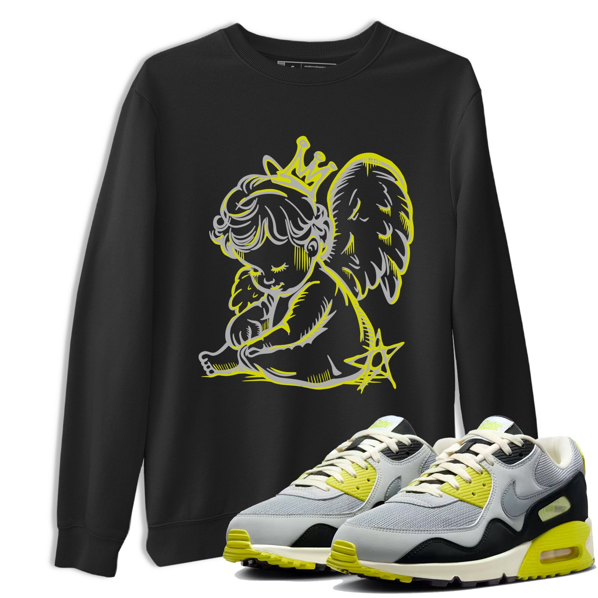 Neon Angel sneaker match t-shirt styled to complete your fit with the Air Max 90 Cyber sneakers, shown in Black 1.