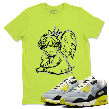 Neon Angel sneaker match t-shirt styled to complete your fit with the Air Max 90 Cyber sneakers, shown in Safety Green 1.