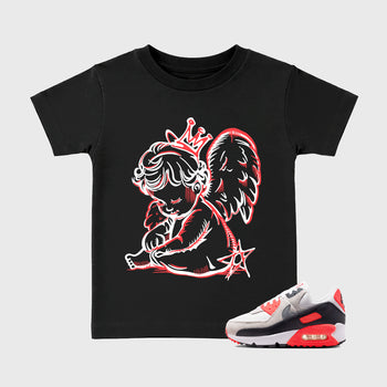 Sneaker match tees – Sneaker Tees To Match Air Max 90 Infrared Shoes – Neon Angel Kids T-Shirt Black 1