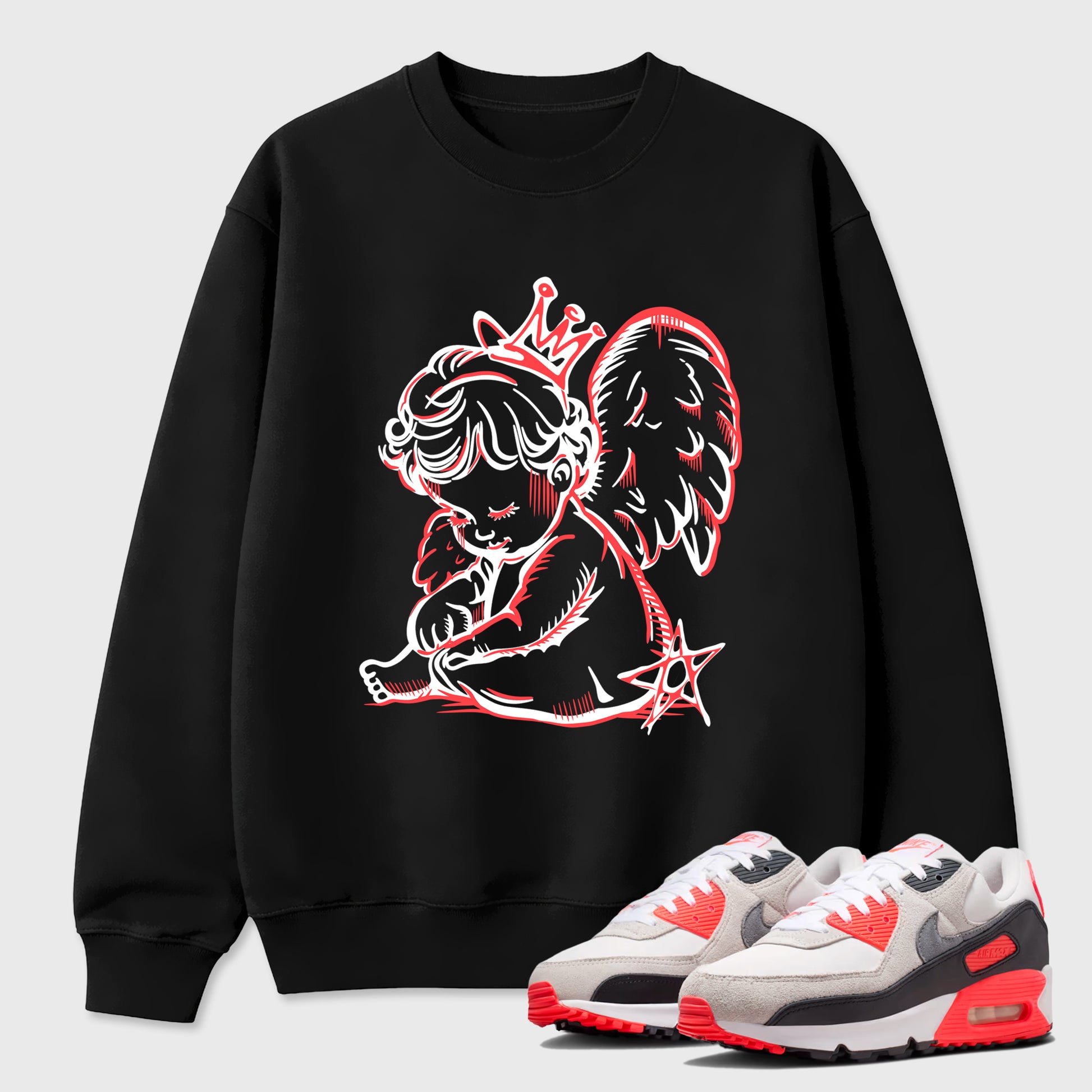 Sneaker match tees – Sneaker Tees To Match Air Max 90 Infrared Shoes – Neon Angel Tee Black 1