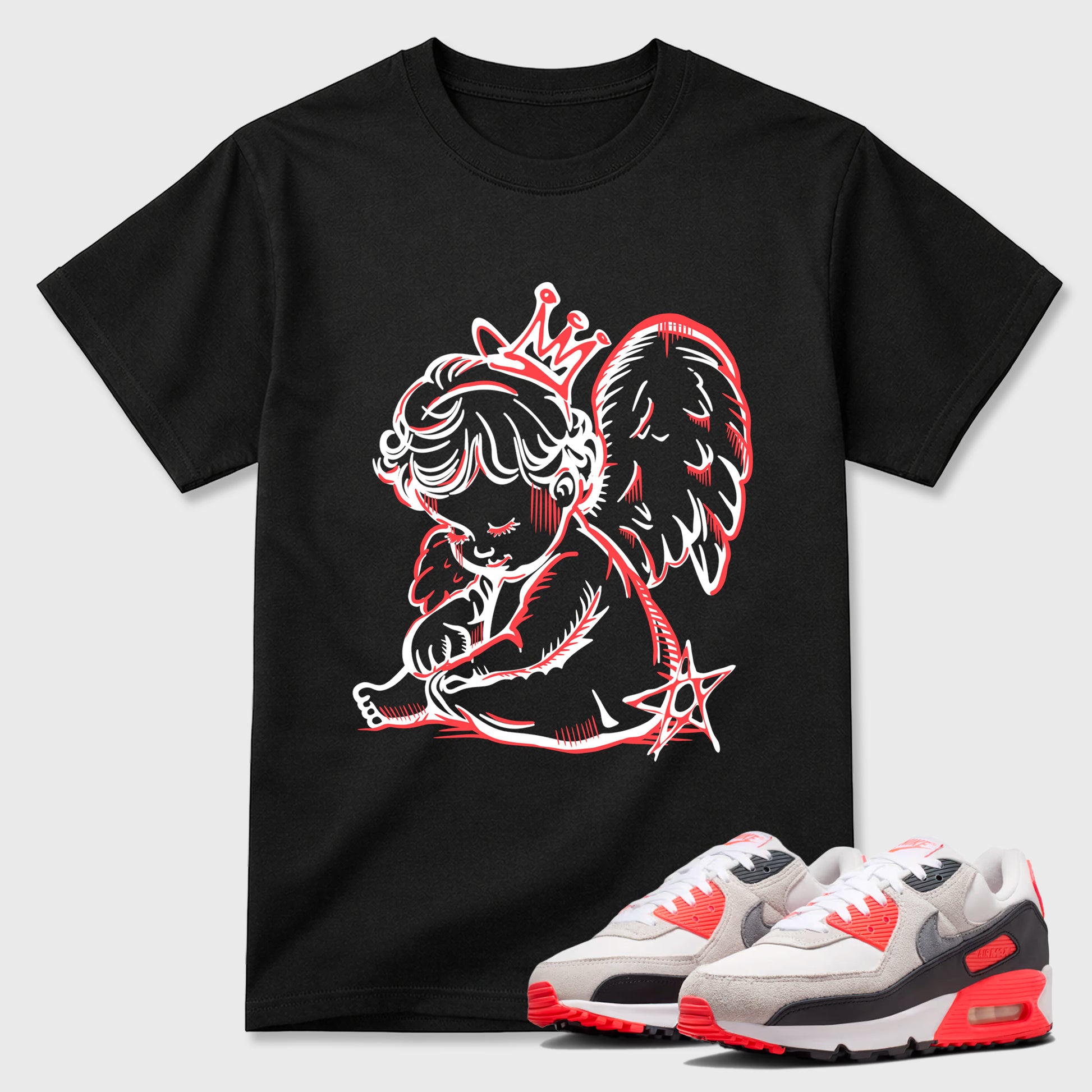 Sneaker match tees – Sneaker Tees To Match Air Max 90 Infrared Shoes – Neon Angel Tee Black 1