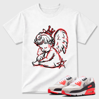 Sneaker match tees – Sneaker Tees To Match Air Max 90 Infrared Shoes – Neon Angel Tee White 1