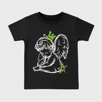 Sneakerfit graphic tee destination – Sneaker Tees To Match Air Max 90 Neon Yellow Sneakers – Neon Angel Kids T-Shirt Black 2