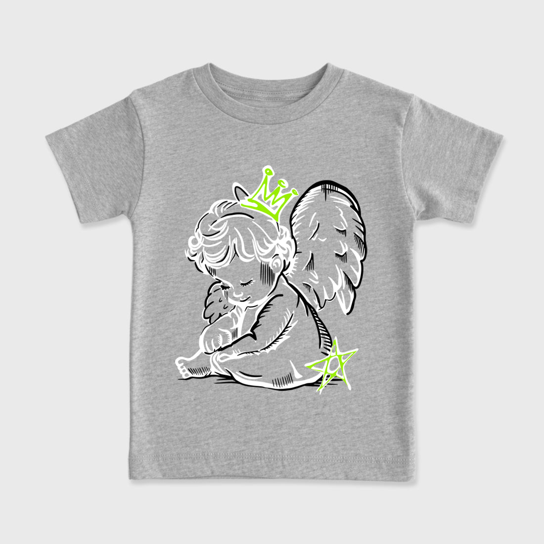 Sneakerfit graphic tee destination – Sneaker Tees To Match Air Max 90 Neon Yellow Sneakers – Neon Angel Kids T-Shirt Heather Grey 2