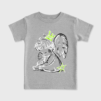 Sneakerfit graphic tee destination – Sneaker Tees To Match Air Max 90 Neon Yellow Sneakers – Neon Angel Kids T-Shirt Heather Grey 2
