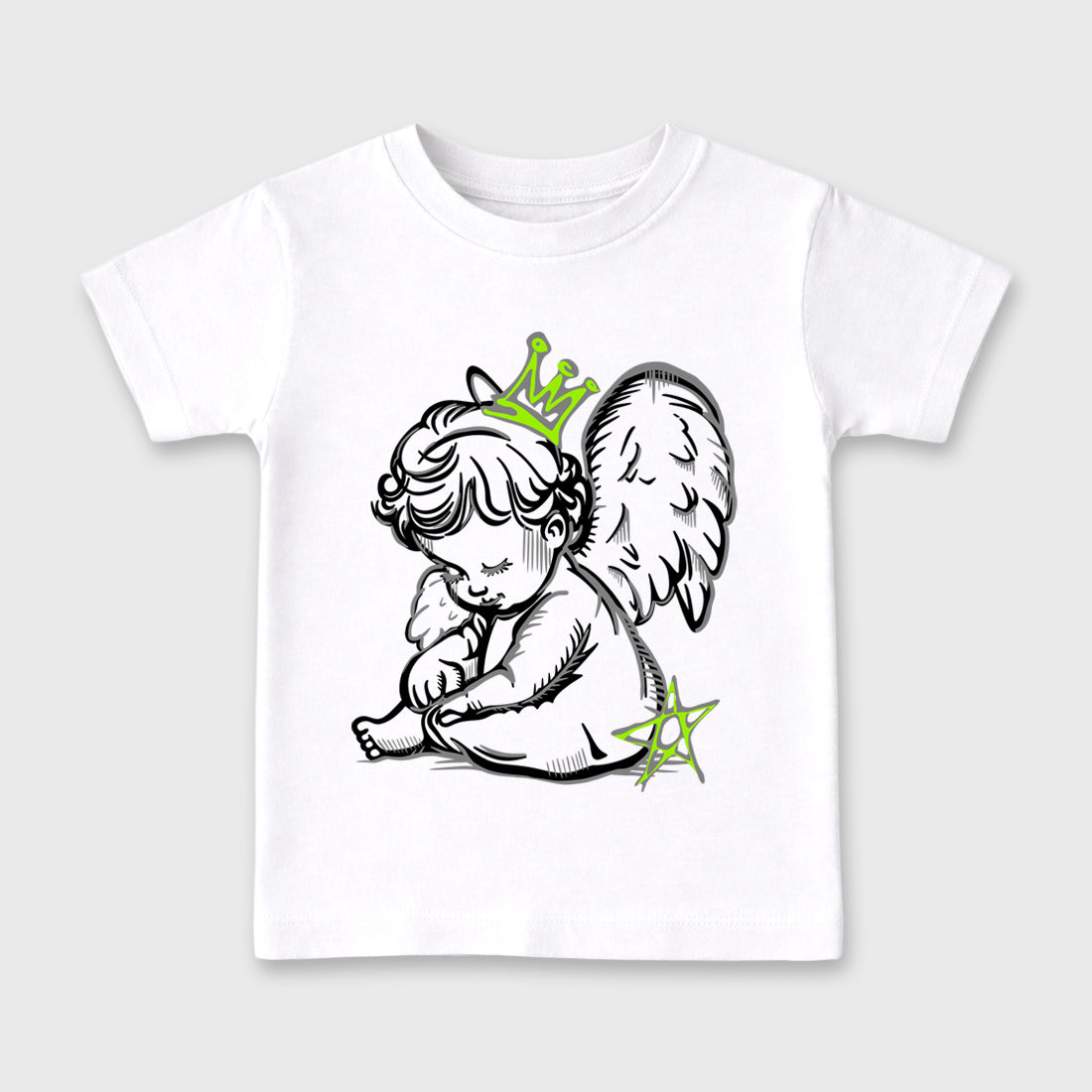 Sneakerfit graphic tee destination – Sneaker Tees To Match Air Max 90 Neon Yellow Sneakers – Neon Angel Kids T-Shirt White 2