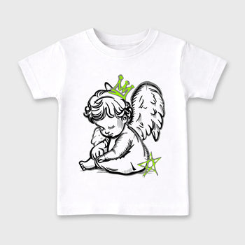 Sneakerfit graphic tee destination – Sneaker Tees To Match Air Max 90 Neon Yellow Sneakers – Neon Angel Kids T-Shirt White 2