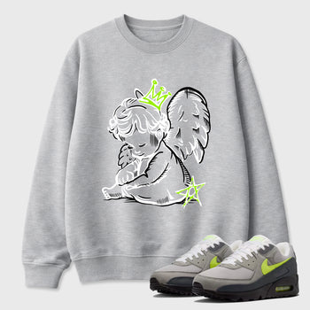 Sneakerfit graphic tee destination – Sneaker Tees To Match Air Max 90 Neon Yellow Sneakers – Neon Angel Tee Heather Grey 1