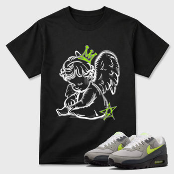 Sneakerfit graphic tee destination – Sneaker Tees To Match Air Max 90 Neon Yellow Sneakers – Neon Angel Tee Black 1