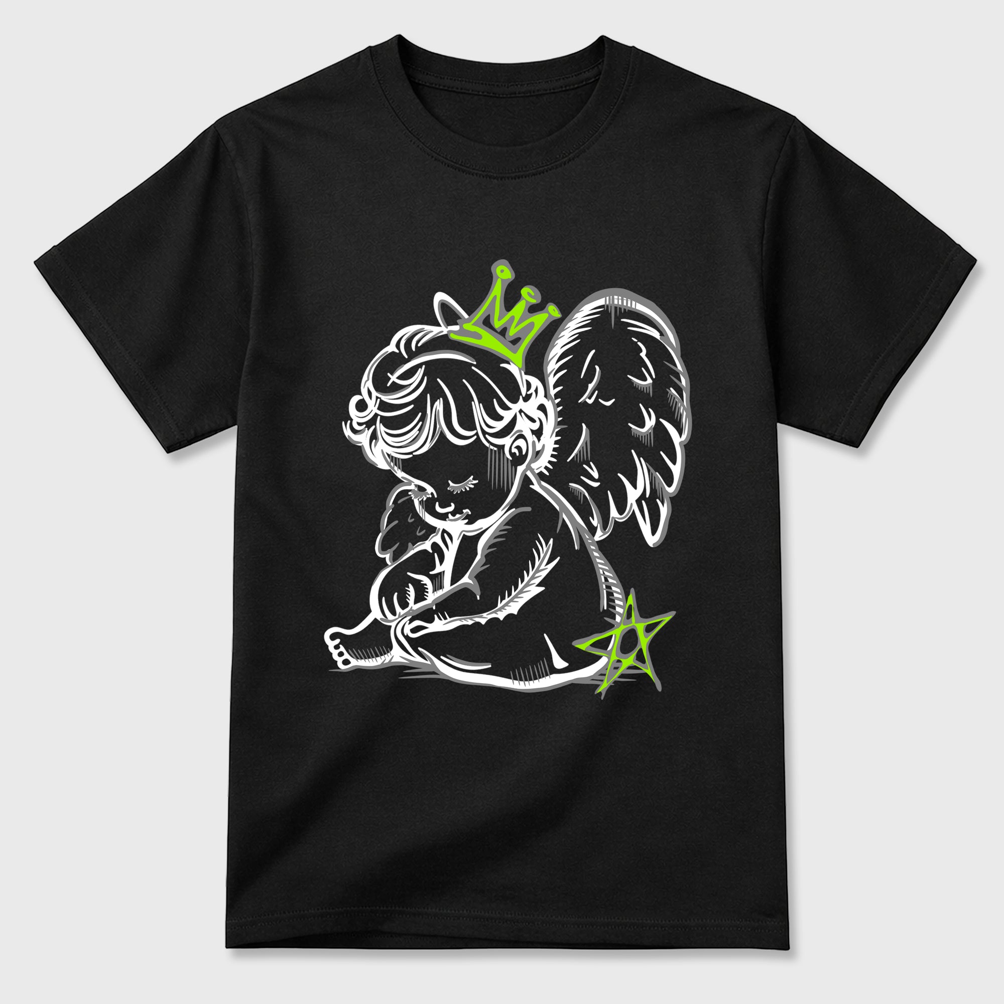 Sneakerfit graphic tee destination – Sneaker Tees To Match Air Max 90 Neon Yellow Sneakers – Neon Angel Tee Black 2
