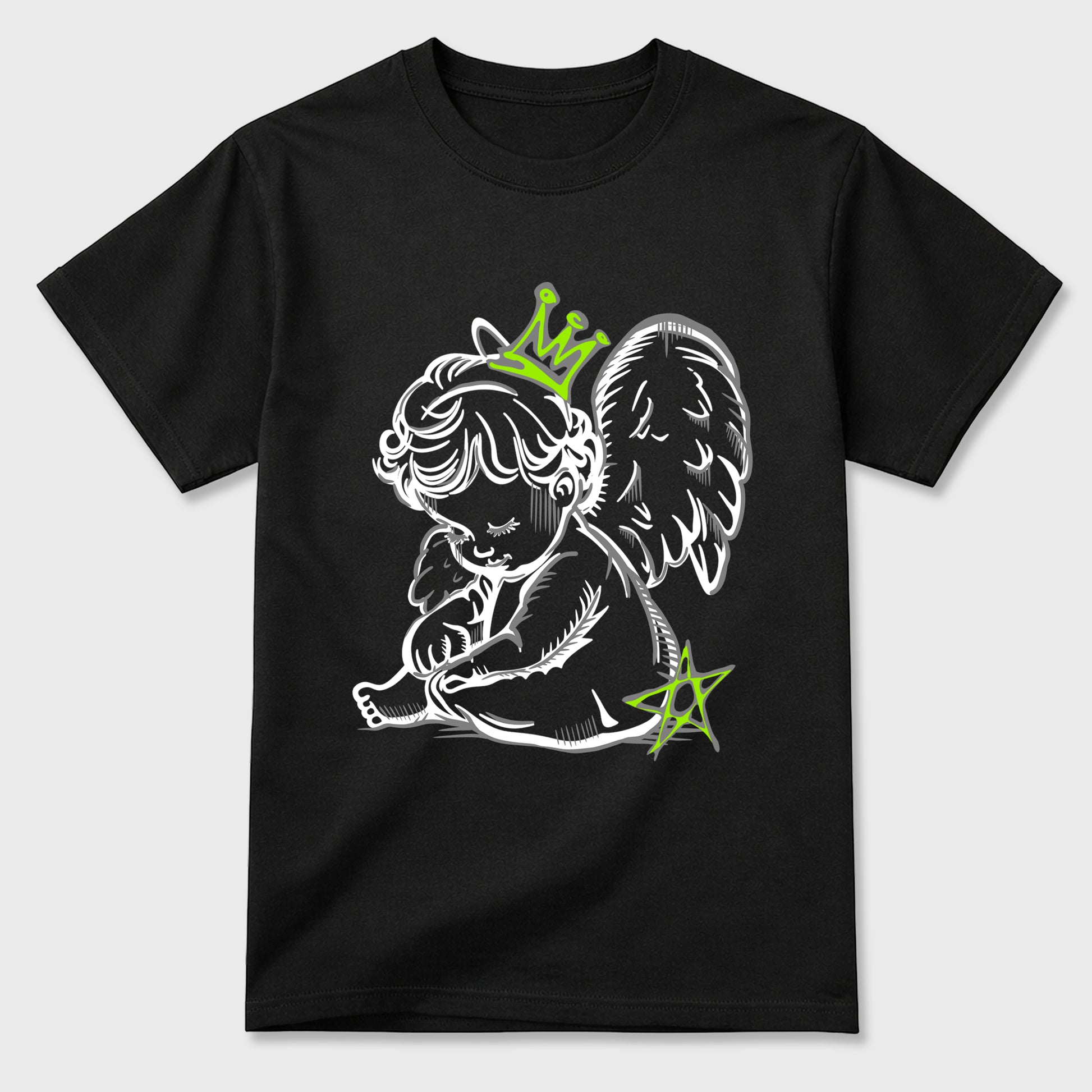 Sneakerfit graphic tee destination – Sneaker Tees To Match Air Max 90 Neon Yellow Sneakers – Neon Angel Tee Black 2