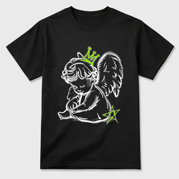 Sneakerfit graphic tee destination – Sneaker Tees To Match Air Max 90 Neon Yellow Sneakers – Neon Angel Tee Black 2