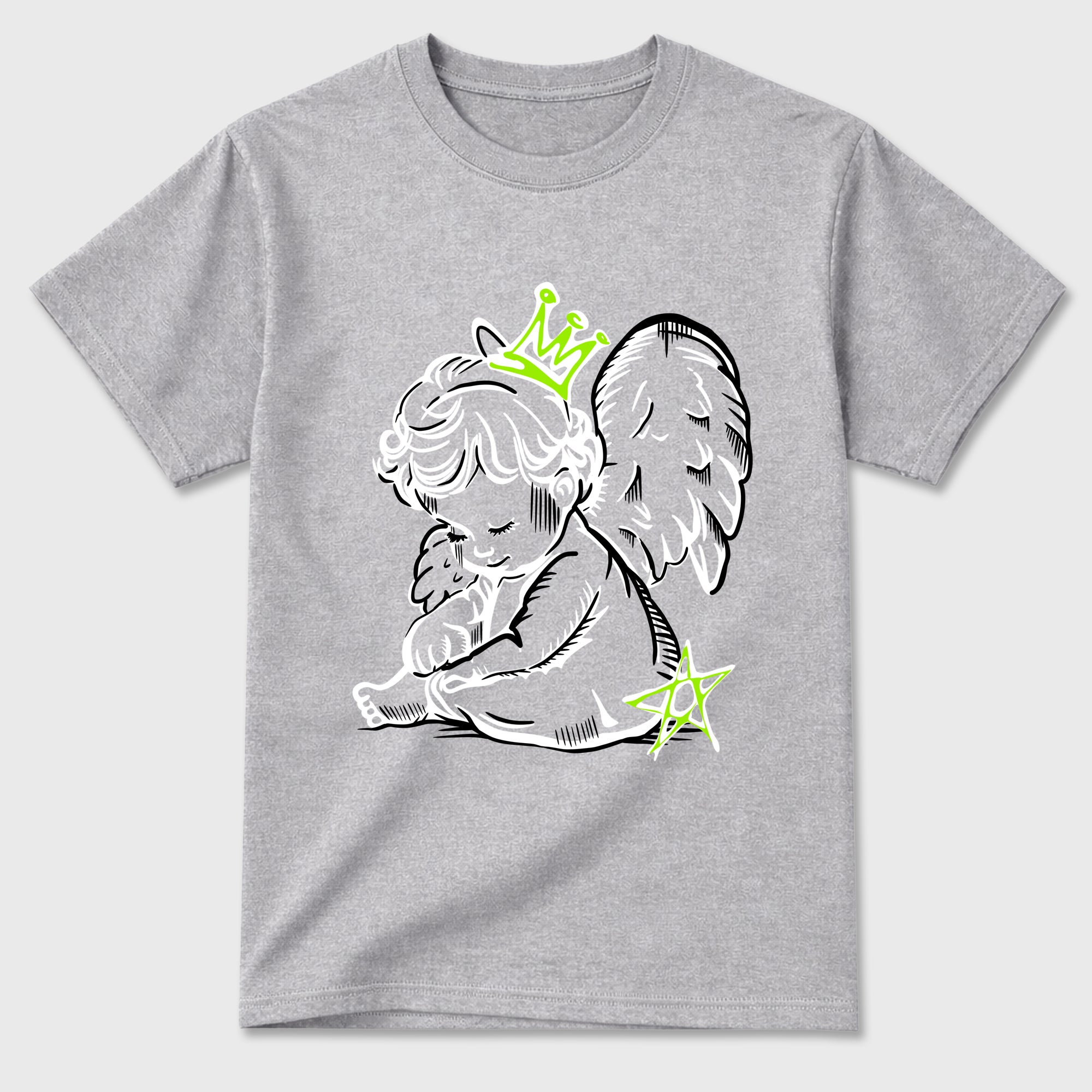 Sneakerfit graphic tee destination – Sneaker Tees To Match Air Max 90 Neon Yellow Sneakers – Neon Angel Tee Heather Grey 2