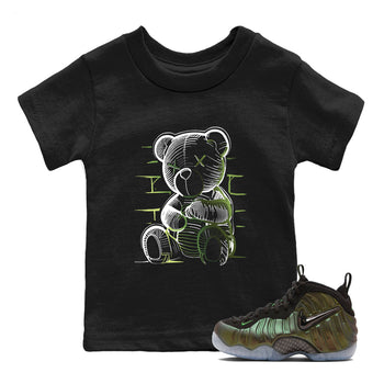 Sneaker match tees – Sneaker Tees To Match Air Foamposite One Pine Green Shoes – Neon Bear Kids T-Shirt Black 1