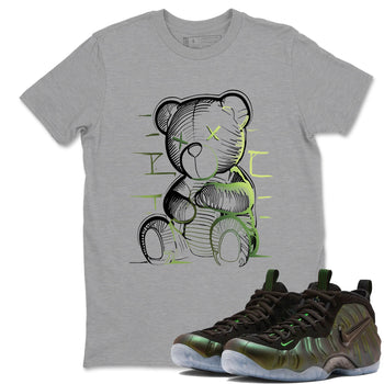 Sneaker match tees – Sneaker Tees To Match Air Foamposite One Pine Green Shoes – Neon Bear Tee Heather Grey 1