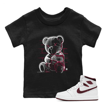 Air Jordan 1 High OG Metallic Burgundy shirts to match jordans Neon Bear sneaker match tees Air Jordan 1 Metallic Burgundy SNRT Sneaker Tees streetwear brand Baby and Youth Black 1 cotton tee