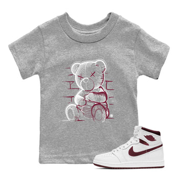 Air Jordan 1 High OG Metallic Burgundy shirts to match jordans Neon Bear sneaker match tees Air Jordan 1 Metallic Burgundy SNRT Sneaker Tees streetwear brand Baby and Youth Heather Grey 1 cotton tee