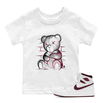 Air Jordan 1 High OG Metallic Burgundy shirts to match jordans Neon Bear sneaker match tees Air Jordan 1 Metallic Burgundy SNRT Sneaker Tees streetwear brand Baby and Youth White 1 cotton tee