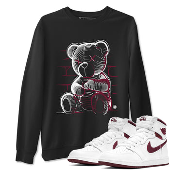 Air Jordan 1 High OG Metallic Burgundy shirts to match jordans Neon Bear sneaker match tees Air Jordan 1 Metallic Burgundy SNRT Sneaker Tees streetwear brand Black 1 unisex cotton tee