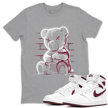 Air Jordan 1 High OG Metallic Burgundy shirts to match jordans Neon Bear sneaker match tees Air Jordan 1 Metallic Burgundy SNRT Sneaker Tees streetwear brand Heather Grey 1 unisex cotton tee