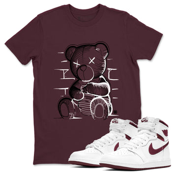 Air Jordan 1 High OG Metallic Burgundy shirts to match jordans Neon Bear sneaker match tees Air Jordan 1 Metallic Burgundy SNRT Sneaker Tees streetwear brand Maroon 1 unisex cotton tee