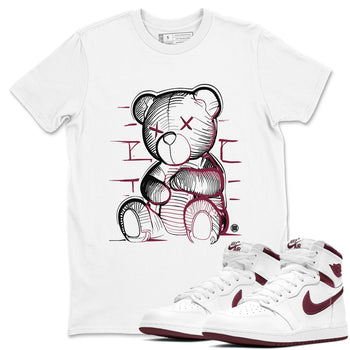 Air Jordan 1 High OG Metallic Burgundy shirts to match jordans Neon Bear sneaker match tees Air Jordan 1 Metallic Burgundy SNRT Sneaker Tees streetwear brand White 1 unisex cotton tee