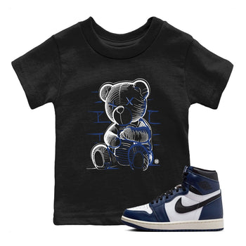 1s Midnight Navy shirts to match jordans Neon Bear sneaker match tees Air Jordan 1 Midnight Navy match shoes to clothes SNRT Sneaker Tees Youth Baby Black 1 tee
