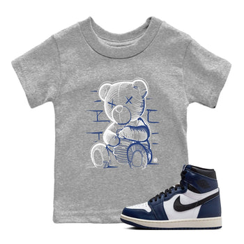 1s Midnight Navy shirts to match jordans Neon Bear sneaker match tees Air Jordan 1 Midnight Navy match shoes to clothes SNRT Sneaker Tees Youth Baby Heather Grey 1 tee