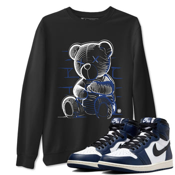 1s Midnight Navy shirts to match jordans Neon Bear sneaker match tees Air Jordan 1 Midnight Navy match shoes to clothes SNRT Sneaker Tees unisex cotton Black 1 shirts