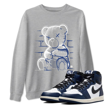 1s Midnight Navy shirts to match jordans Neon Bear sneaker match tees Air Jordan 1 Midnight Navy match shoes to clothes SNRT Sneaker Tees unisex cotton Heather Grey 1 shirts