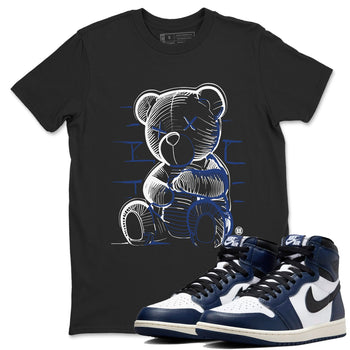 1s Midnight Navy shirts to match jordans Neon Bear sneaker match tees Air Jordan 1 Midnight Navy match shoes to clothes SNRT Sneaker Tees unisex cotton Black 1 shirts