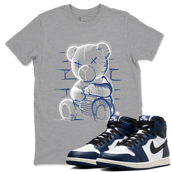 1s Midnight Navy shirts to match jordans Neon Bear sneaker match tees Air Jordan 1 Midnight Navy match shoes to clothes SNRT Sneaker Tees unisex cotton Heather Grey 1 shirts