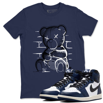 1s Midnight Navy shirts to match jordans Neon Bear sneaker match tees Air Jordan 1 Midnight Navy match shoes to clothes SNRT Sneaker Tees unisex cotton Navy 1 shirts