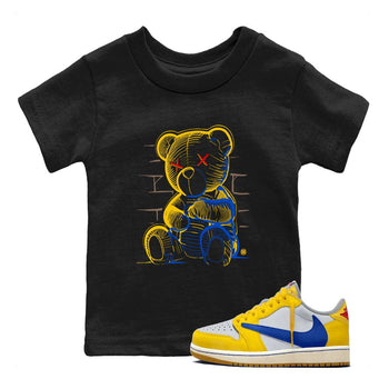 1s Travis Scott Canary shirt to match jordans Neon Bear sneaker tees Air Jordan 1 Travis Scott Canary SNRT sneaker release tees baby toddler Black 1 cotton Shirt